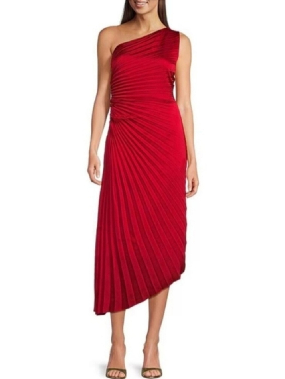 Badgley Mischka Kelsey Sleeveless One Shoulder Asymmetric Fit and Flare Dress